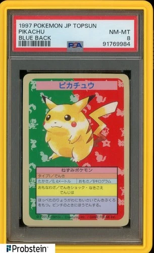 1997 Pokemon Japanese Topsun Blue Back Pikachu PSA 8 NM-MT   “no number error”