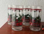Vintage Coke Glasses Coca Cola Holly Berry Stained Drinking Glasses Set of 4