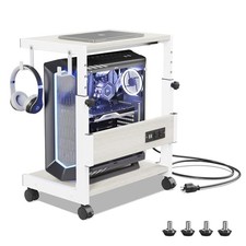 Computer Tower Stand with Charge Station and USB Charging Port - 17.32" White