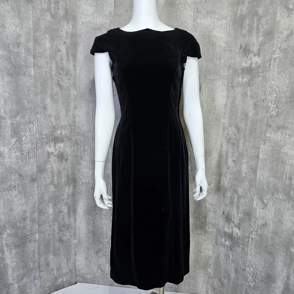 Vestido De Colección Años 50 Jonathan Logan Terciopelo Negro Movible Hombres Locos Cóctel Fiesta LBD Foto 2 de 4