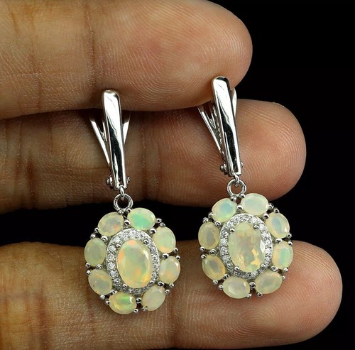 Natural Ethiopian firey opal earing Silver 925