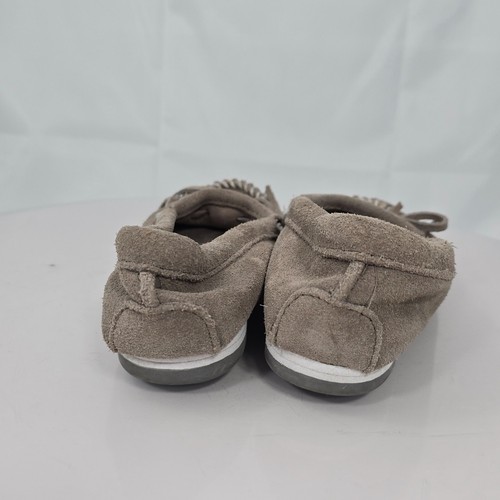 Minnetonka 4301 Kilty Plus Women 6.5 Moccasins Gray Suede/White Stitching Flats - Picture 6 of 18