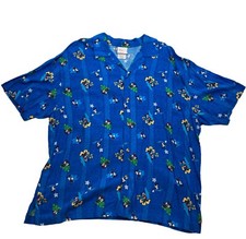 Vintage Disney Store Exclusive Blue Mickey Mouse Hawaiian Shirt Large Surfboard