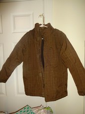 Lands End Boys Medium 10-12 Winter Jacket Coat Parka Brown Full Zip NO Hood