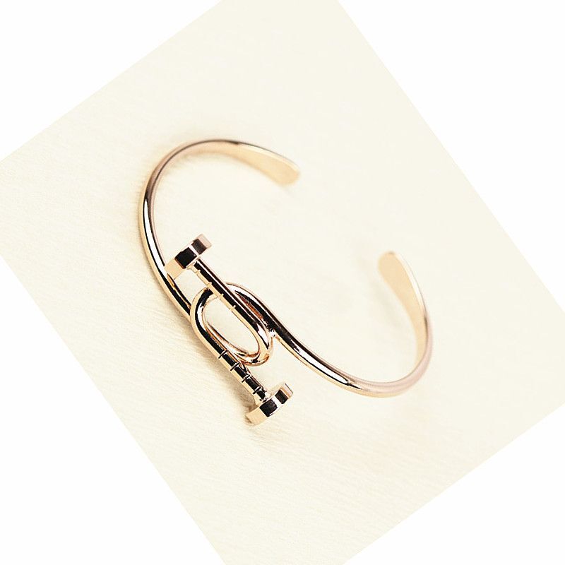 Lock Charm Bangle Gold Platinum Color Bracelet Link Open Bangles Women