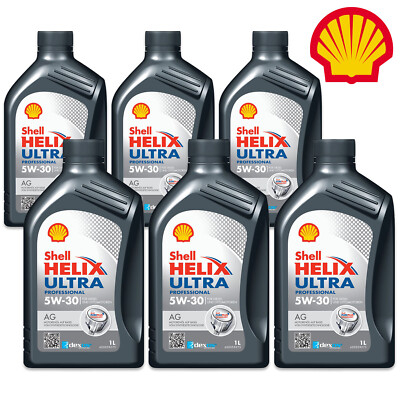 6x Shell Helix Ultra Professional AG 5W-30 Motoröl Opel Dexos2 ACEA C3 API SN 1L