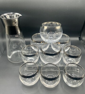 MCM Dorothy Thorpe Style Roly Poly Glass Set and Martini Pitcher. 10PC Bar Set!