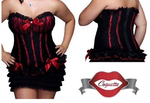 Coquette Black/Red Bustier Corset 3X/4X 18-22 Fully Boned Bow Detail COQ-328 - Picture 9 of 9