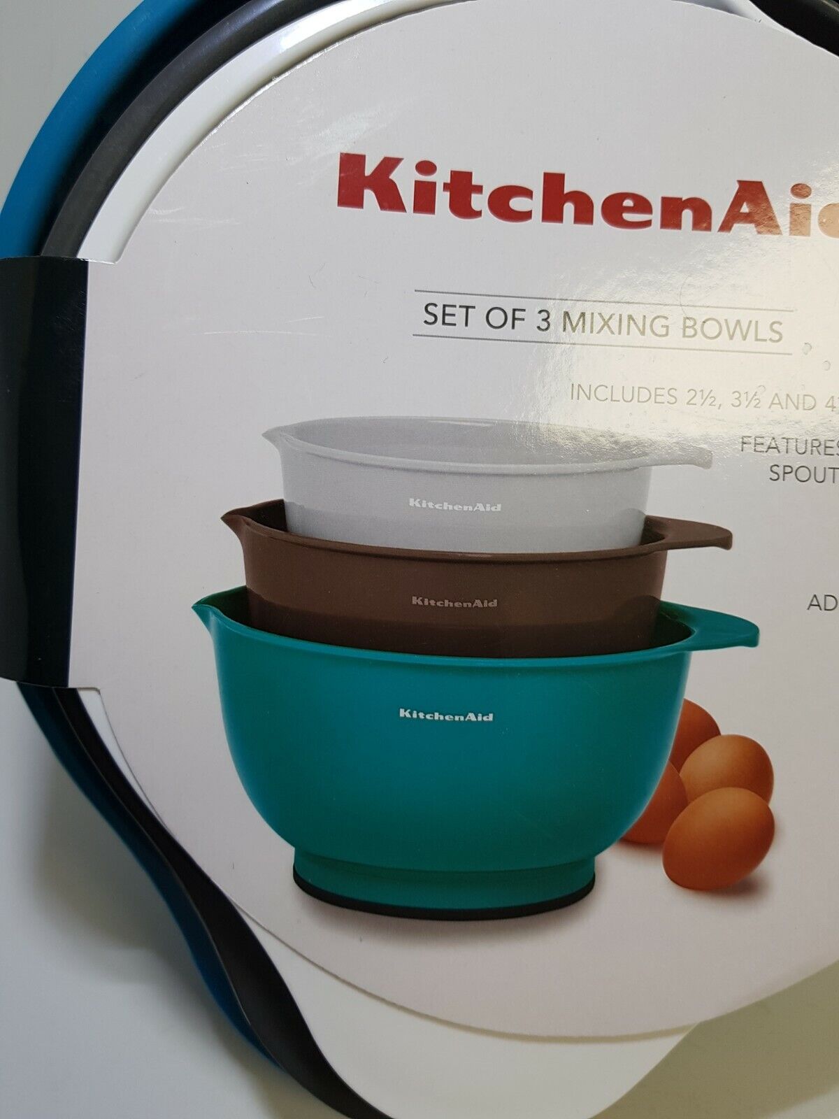 KITCHENAID 3PC MIXING BOWL SET TEAL/STORM GRAY/WHITE