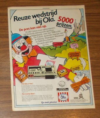Seltene Werbung CBS ColecoVision Nintendo Game & Watch Ola Gewinnspiel NL 1984