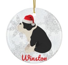 Black and White English Bulldog Ornament Gifts Mom Dad Christmas Tree Decoration