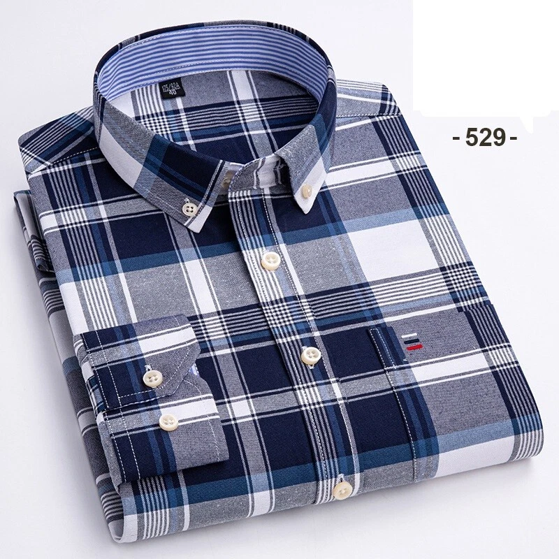 Camisas Oxford para Hombres Formales Negocios Mangas Largas Algodón Informales Camisas de Vestir Prendas para el torso Foto 4 de 4