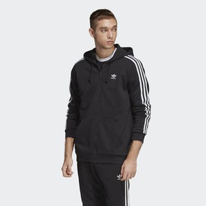 Adidas DV1551 Men originals 3 Stripe FZ Hoodie Track TOP jacket black | eBay