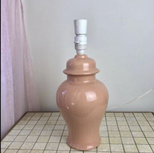 Vintage 80s? pale peach ceramic glazed ginger jar lamp base 29cm high - Picture 1 of 4