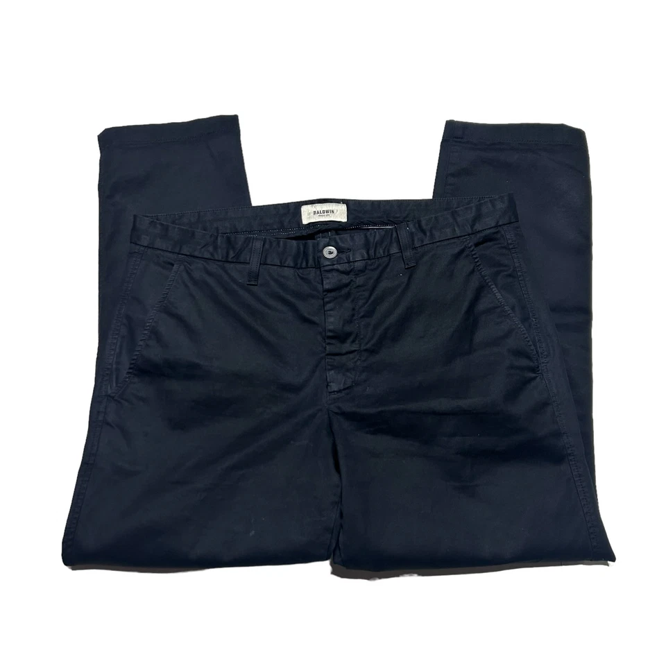 Pantalones Baldwin Para Hombre 34 X 28 Negro Ryan Chino Pierna Recta Sarga EE. UU. Foto 4 de 4