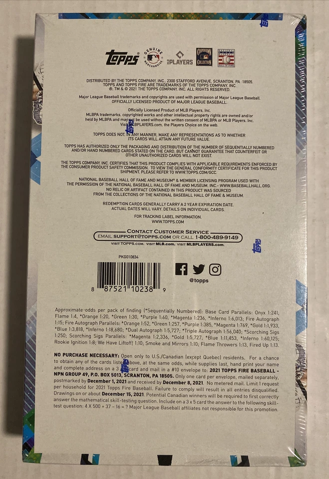 2021 Topps Fire Baseball ⚾️ Factory Sealed Hobby Box 2 Autos Card READY TO SHIP - Image 2 of 4