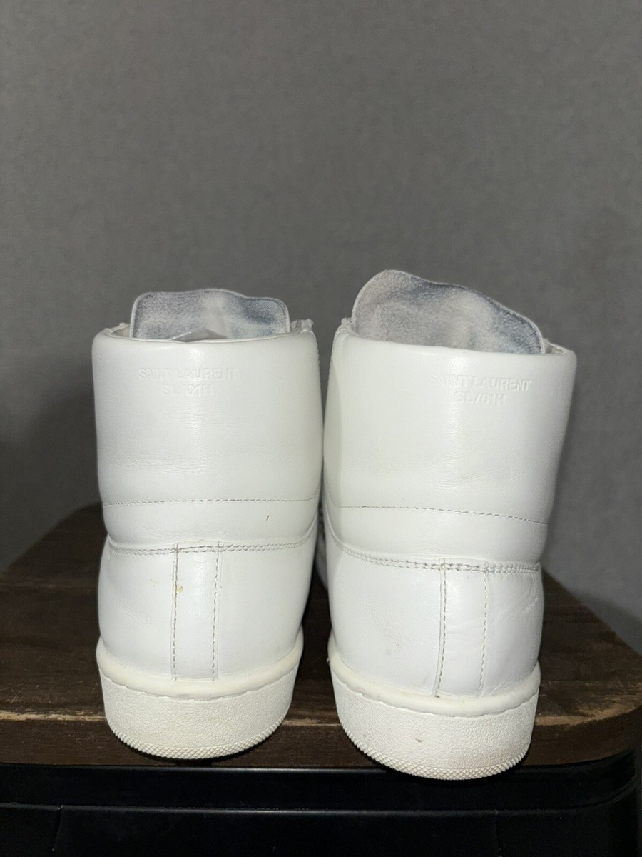 SAINT LAURENT Paris SL/01H 05 WHITE Leather HIGH-TOP Sneakers EUR