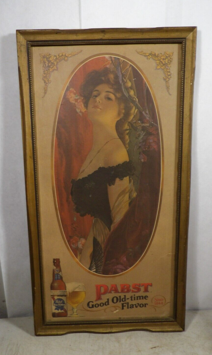 Vintage 1950s60s70s Pabst Blue Ribbon Beer PBR Wood Frame