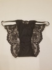 Victoria Secret Lace String Cheeky Panty Black Size Medium New With Tags