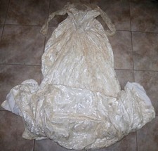 ANTIQUE/VINTAGE 1920-30'S WEDDING DRESS LACE SATIN RHINESTONES CATHEDRAL TRAIN