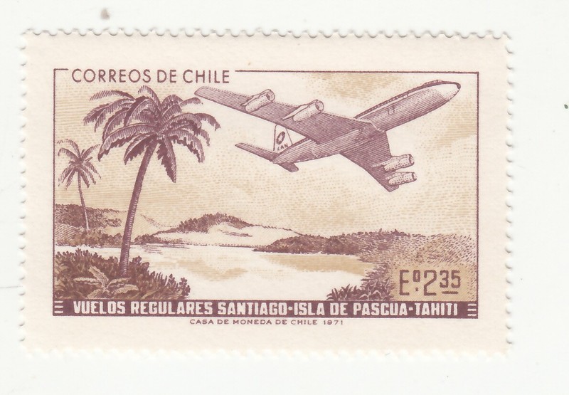 CHILE 1971. Boeing 707. Flights Santiago - Easter Islands - Tahiti. Sc# 413. MNH