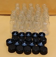 20 Bottles 1/2 oz 15 ml Clear Boston Round Glass Bottle With Black Cap FREE SHIP