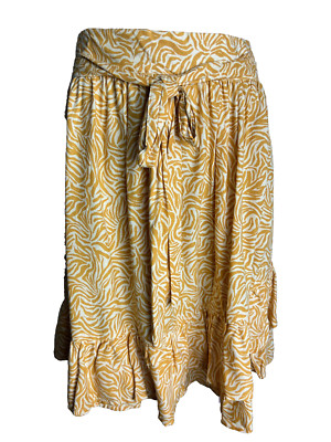 BNWT Ladies Sz 22 Anko Brand Animal Print Mustard Wrap Elastic Waist Tie Skirt