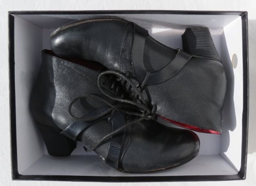 COULEOF Anthropologie US Damen 7 37,5 schwarz Leder Derby Bootie Schuhe in Box - Bild 2 von 9
