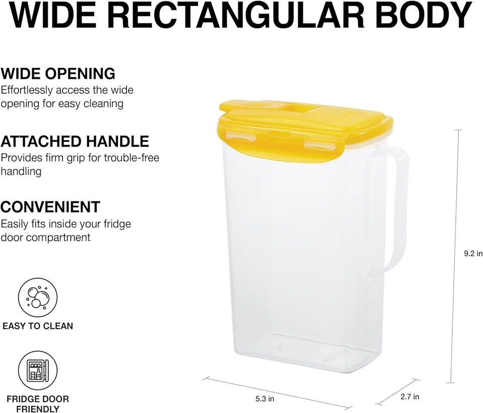 Водяной кувшин для двери холодильника Aqua с ручкой без бисфенола А пластиковый кувшин 2 кварты - Изображение 4 из 4