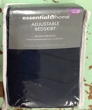 039X06 Essential Home Adjustable Bedskirt Size Queen/King (NAVY)