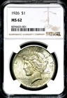 1926 Peace Silver One $1 Dollar - Philadelphia - NGC MS 62   CC406