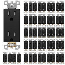 50Pack Outlet Decora Duplex Receptacle, 15 Amp, 125 Volt, Tamper Resistant