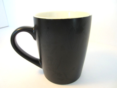 Starbucks Black Shinny Leaf Pattern on Black, 2020 Coffee Tea Mug 10 oz (096)