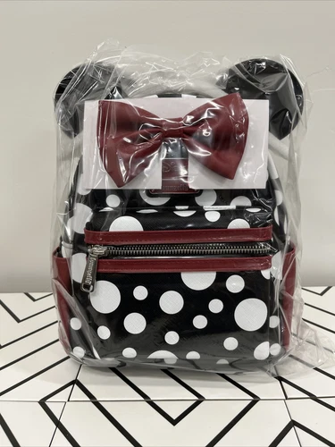 Loungefly, Disney Minnie Mouse Bow Zip Mini Backpack, Multicolor, NWT