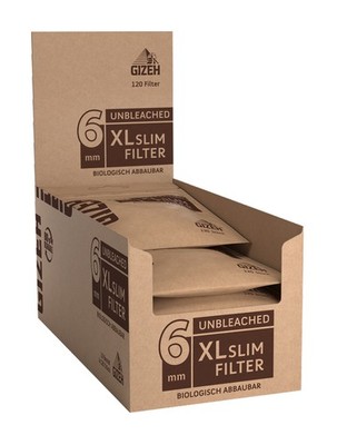 2 Boxen (20x120) Gizeh Pure XL Slim Filter Ungebleicht Biologisch Abbaubar 6mm