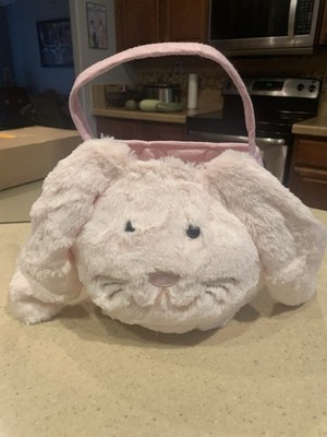 Pottery Barn Kids Long Ear Bunny Easter Treat Bucket Pink 9'' diam