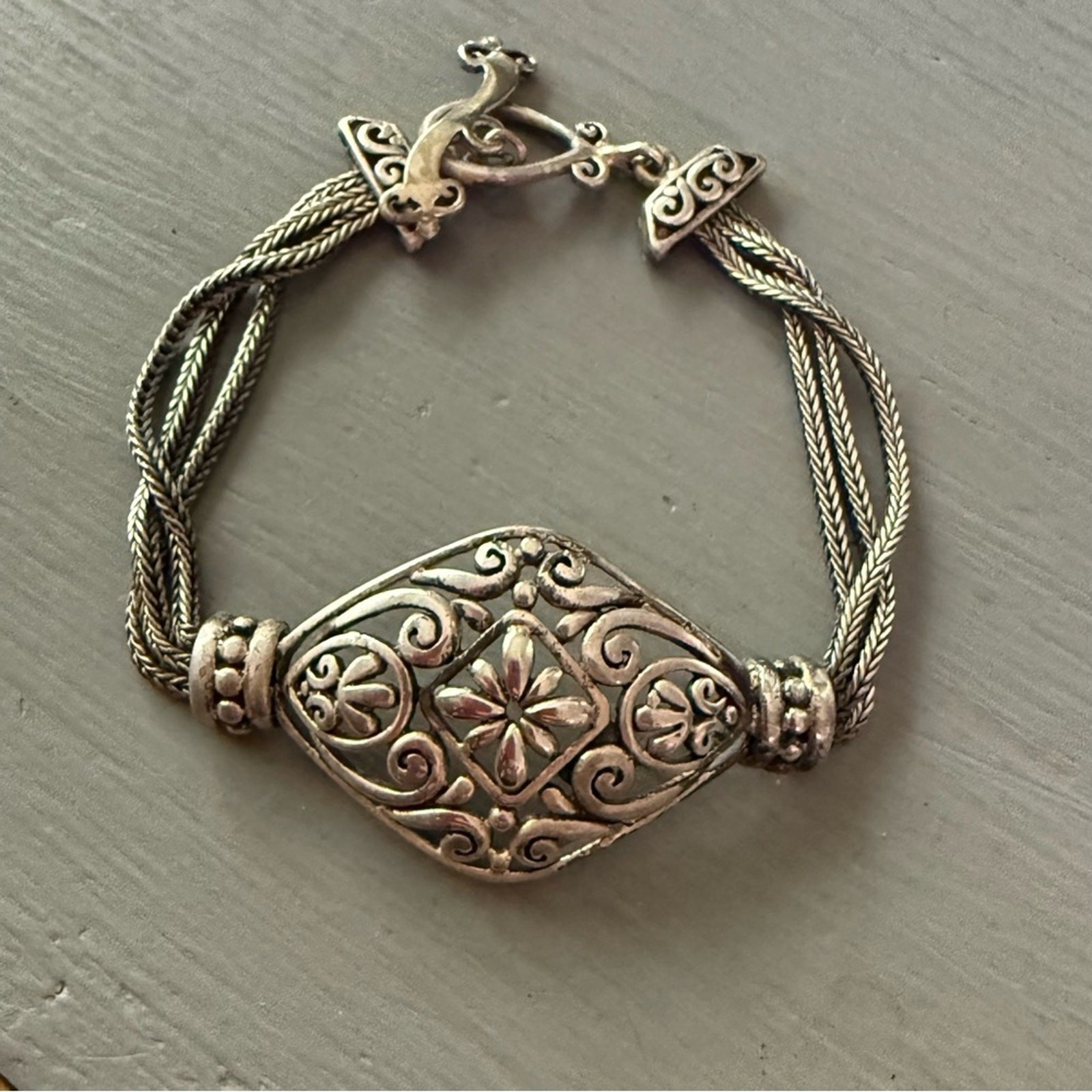 925 Sterling Silver Toggle Multi Chain Bracelet - image 4