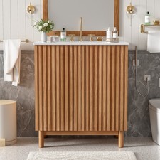 29.9" Traditional Bathroom Vanity w/Ceramic Sink Wood Bathroom Storage Cabinet