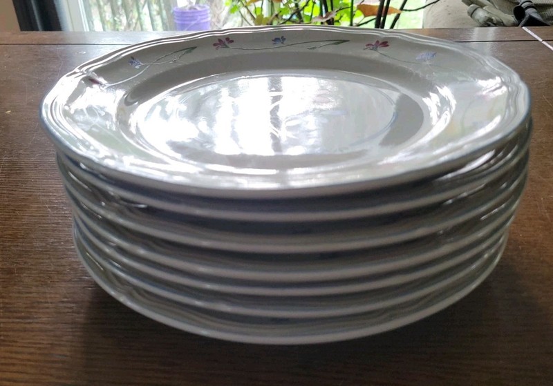 Newcor Stoneware Dinner Plate Melody 6167,  1992 VTG, 7 Plates. Preowned 