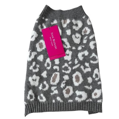 Isaac Mizrahi Super Soft Grey and White Dog Sweater Size Medium NWT
