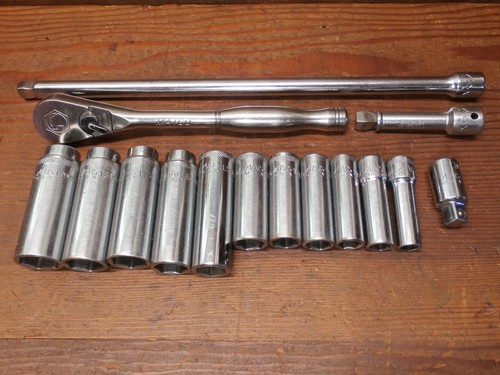 MAC TOOLS XD6 3/8" METRIC Deep Socket Set 10-19 MM MATCO BR8T Ratchet 15 Pc. Lot