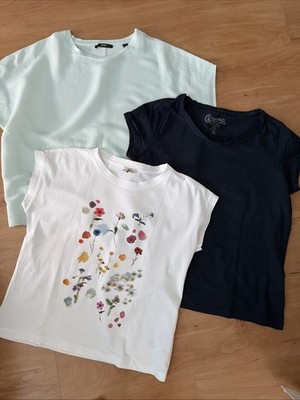 3 Er Pack Shirt Esprit L Blau Basic Weiß Blumen Bunt Mintgrün Flattershirt