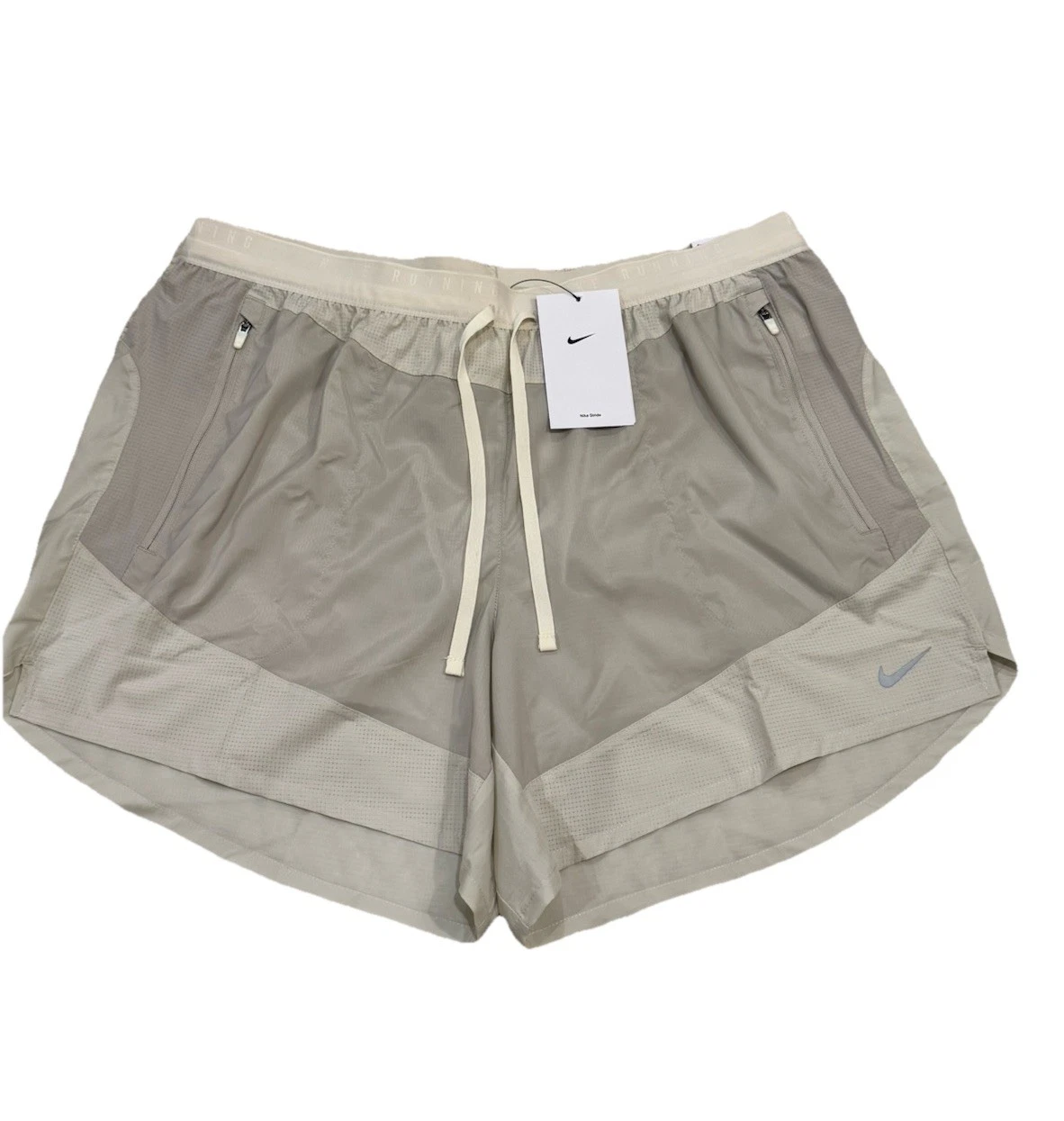 NEW Men’s Nike Stride Dri-FIT 5" Brief Lined Running Shorts- Cream/Birch, Large