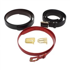 Christian Dior 3 Belt & 2 Buckle Leather Red Brown Black GHW S2624