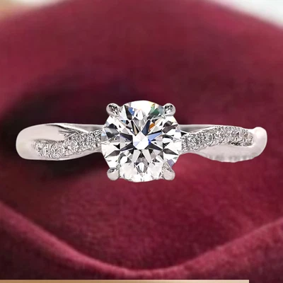 3.25 Ct Round Cut 18K White Gold IGI Certified Lab Grown Diamond Engagement Ring - Image 1 of 4