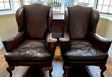 Pair of Leather Georgian wingback Chairs. Very good condition