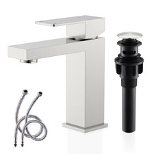 KENES Single Handle Bathroom Sink Faucet, Brushed Short, Nickel