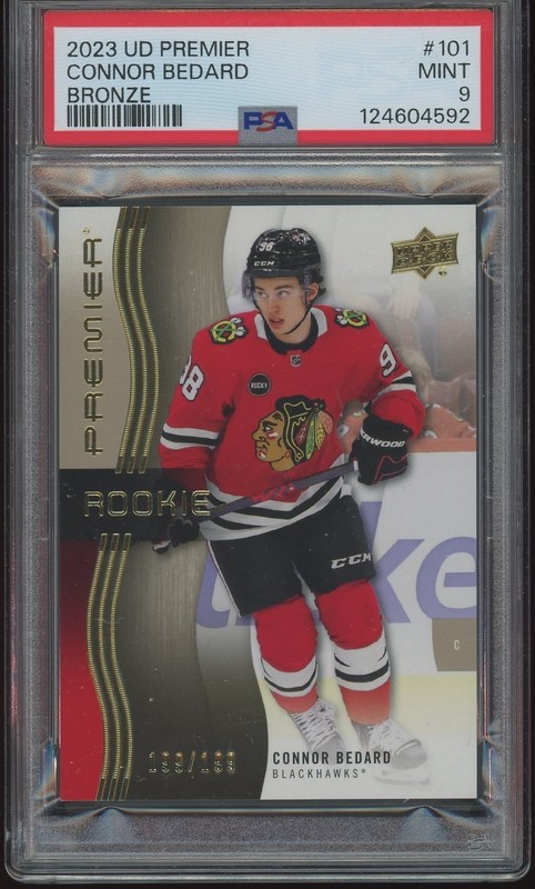 2023-24 UD Premier Connor Bedard Rookie Bronze /199 PSA 9 Blackhawks 1ST PICK