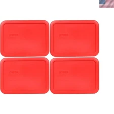 Food Storage Lid Replacement 3-Cup Red Plastic 4-Pack Microwave Dishwasher Safe