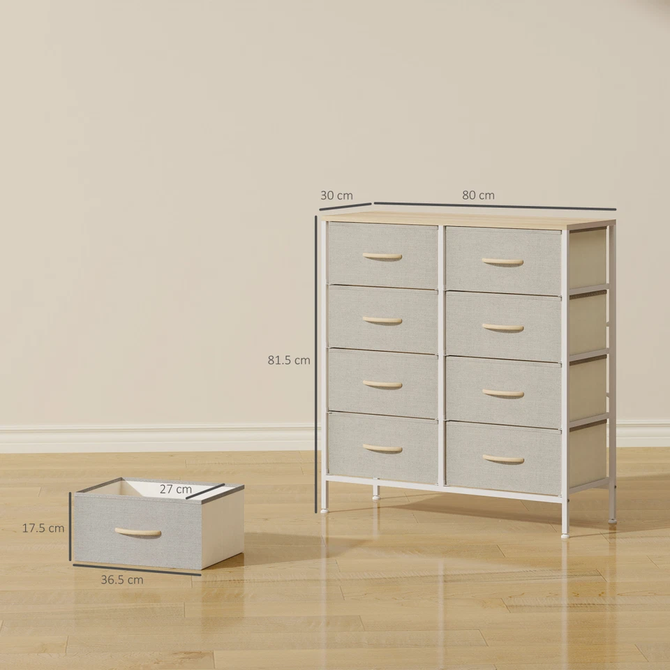Light Grey Maple Wood-effect Chest of Drawers, 80x30x81.5cm, MDF & - Image 4 of 4